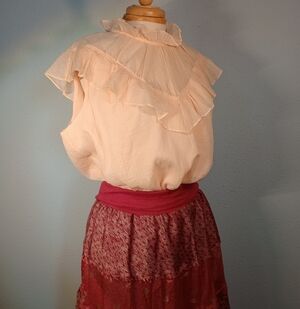 NWT Fluttery Peach Gibson-Girl Blouse